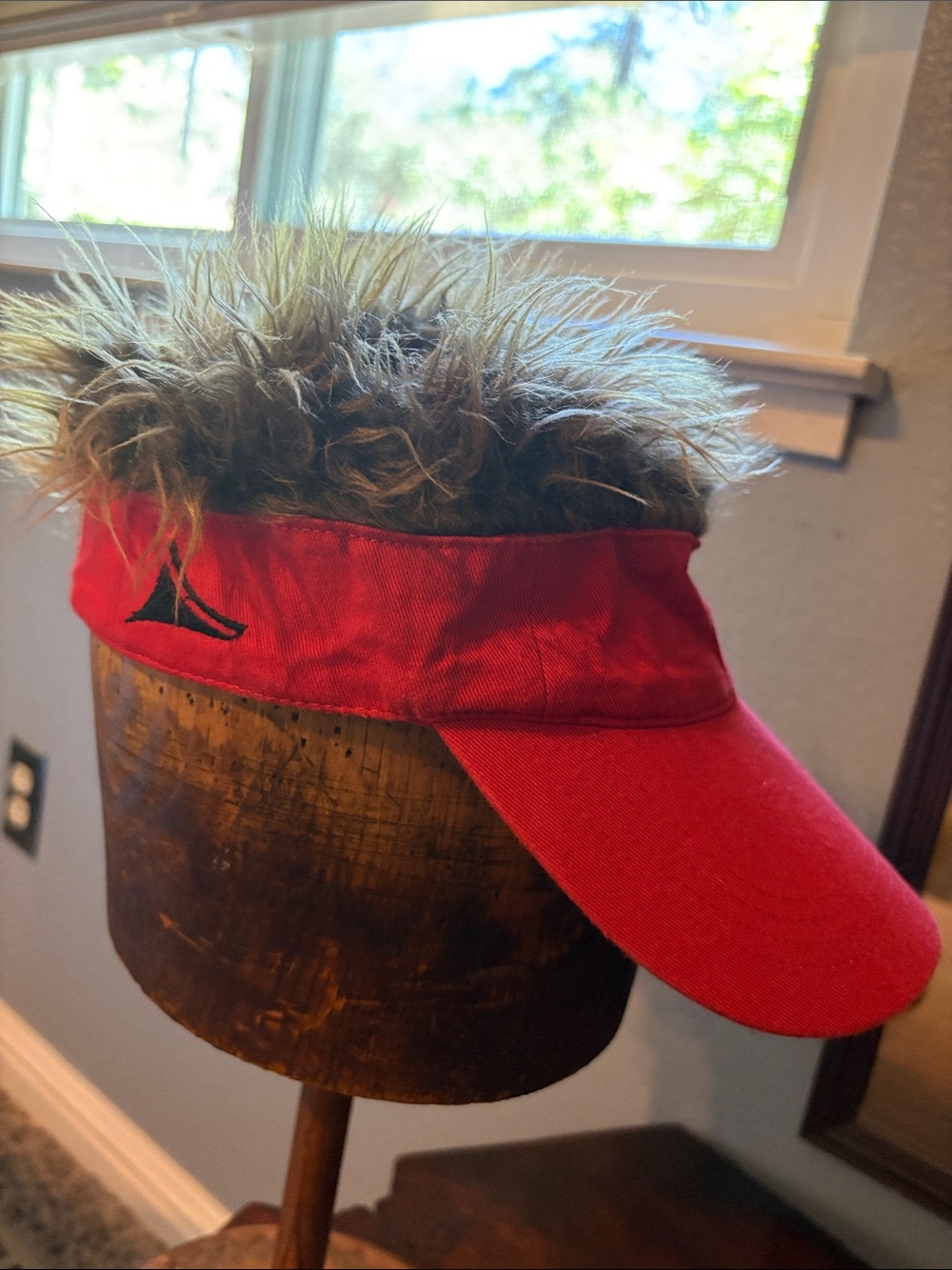 FlairHair red faux hair visor with velcro closure